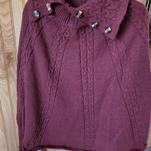 SHEIN Maroon Cable Knit Turtleneck Sweater